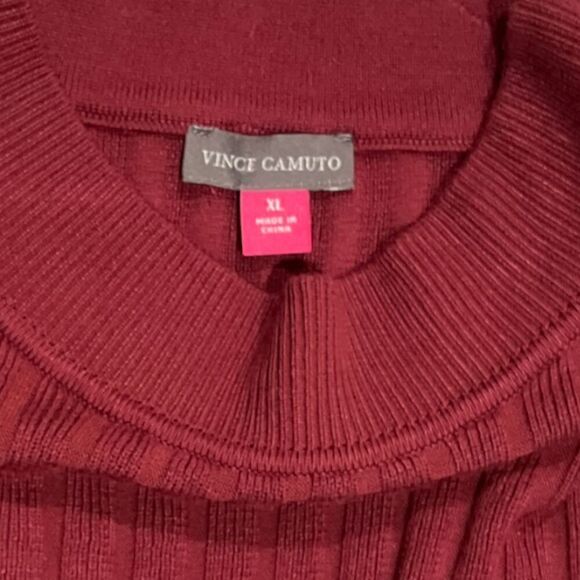 Vince Camuto Long Sleeve Rib-Knit Mock Neck Statement Sweater - Size XL - Burgun - Picture 3 of 4